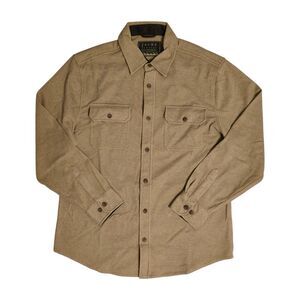 JACHS Men's Midweight Relaxed Fit Long Sleeve Button-Up Overshirt - Taupe